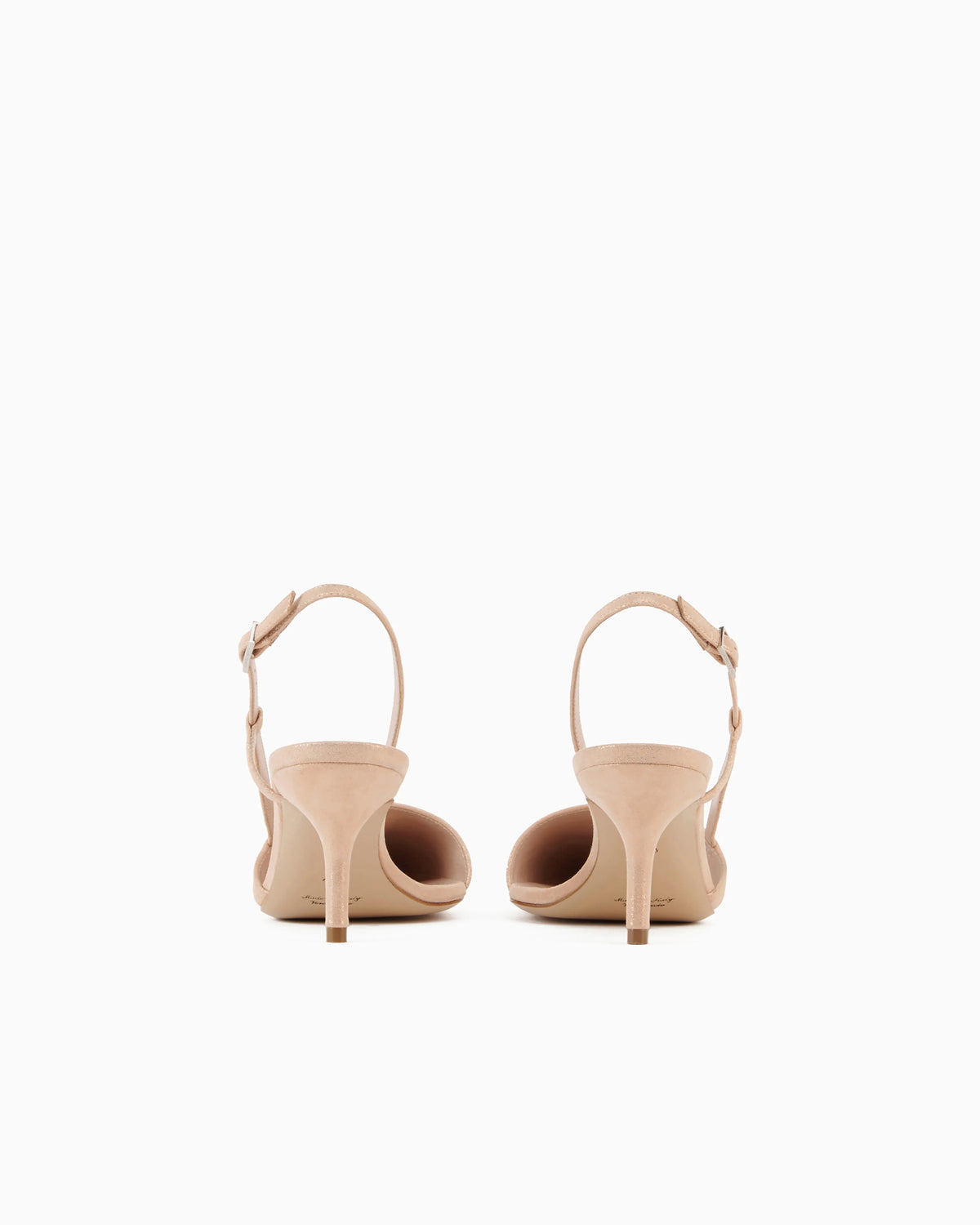 Laminated suede slingbacks