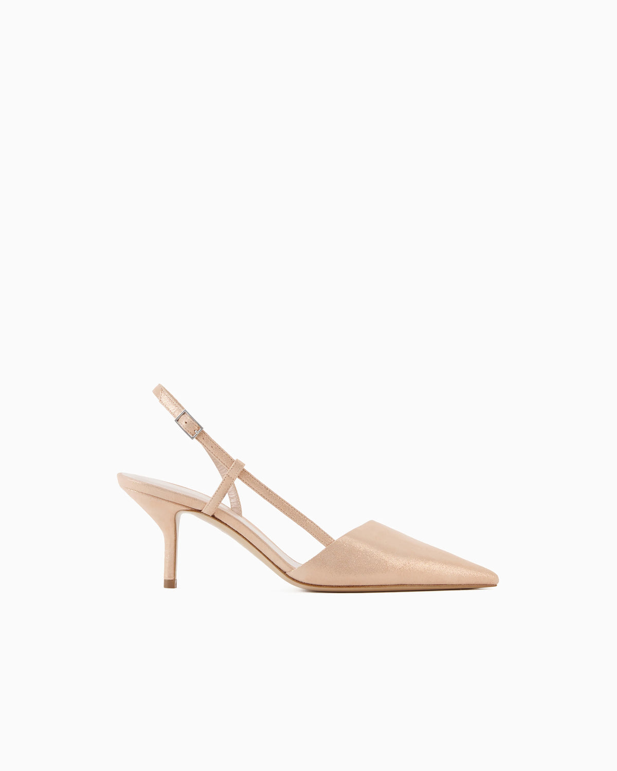 Laminated suede slingbacks