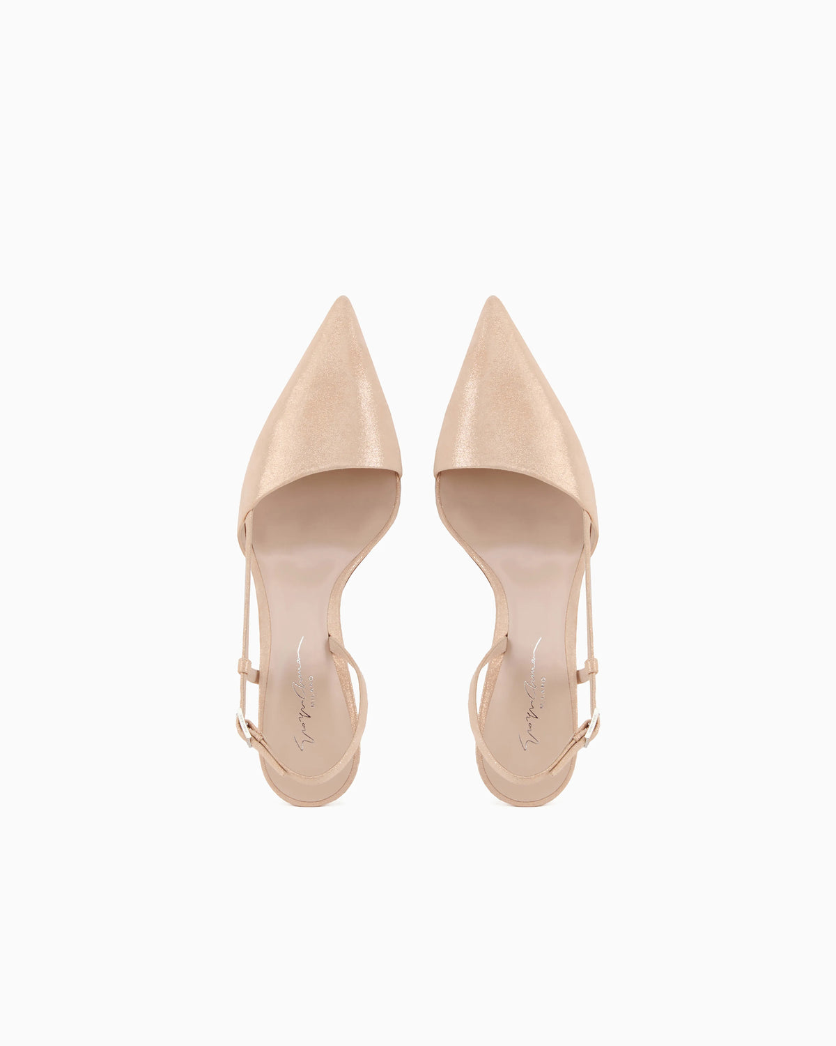 Laminated suede slingbacks