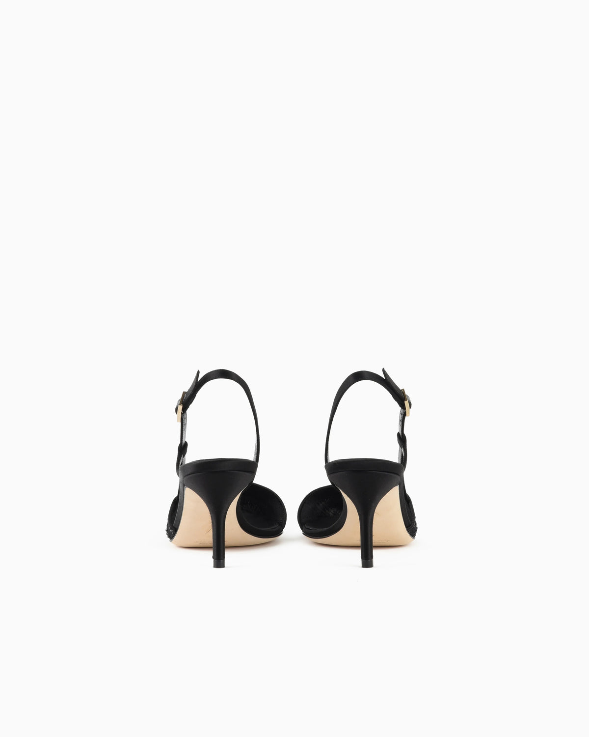 Mesh and rhinestone slingbacks