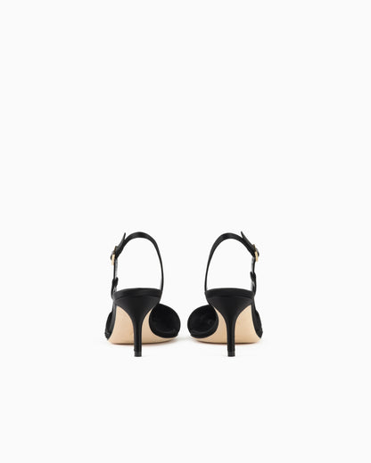 Mesh and rhinestone slingbacks