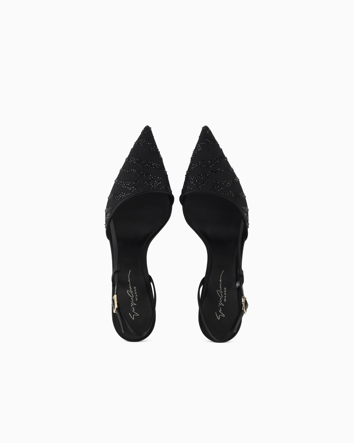 Mesh and rhinestone slingbacks