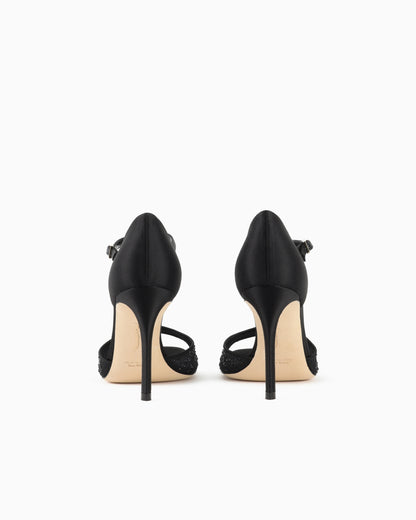 Mesh and rhinestone T-bar sandals