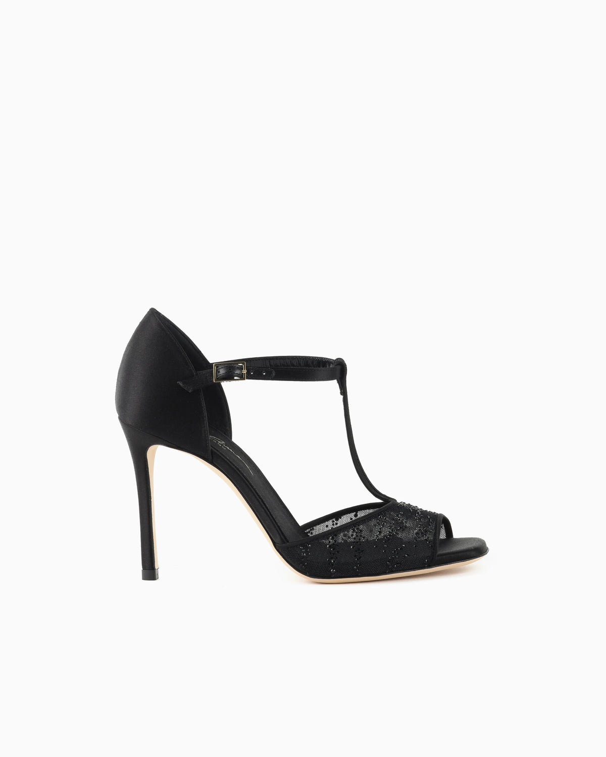 Mesh and rhinestone T-bar sandals
