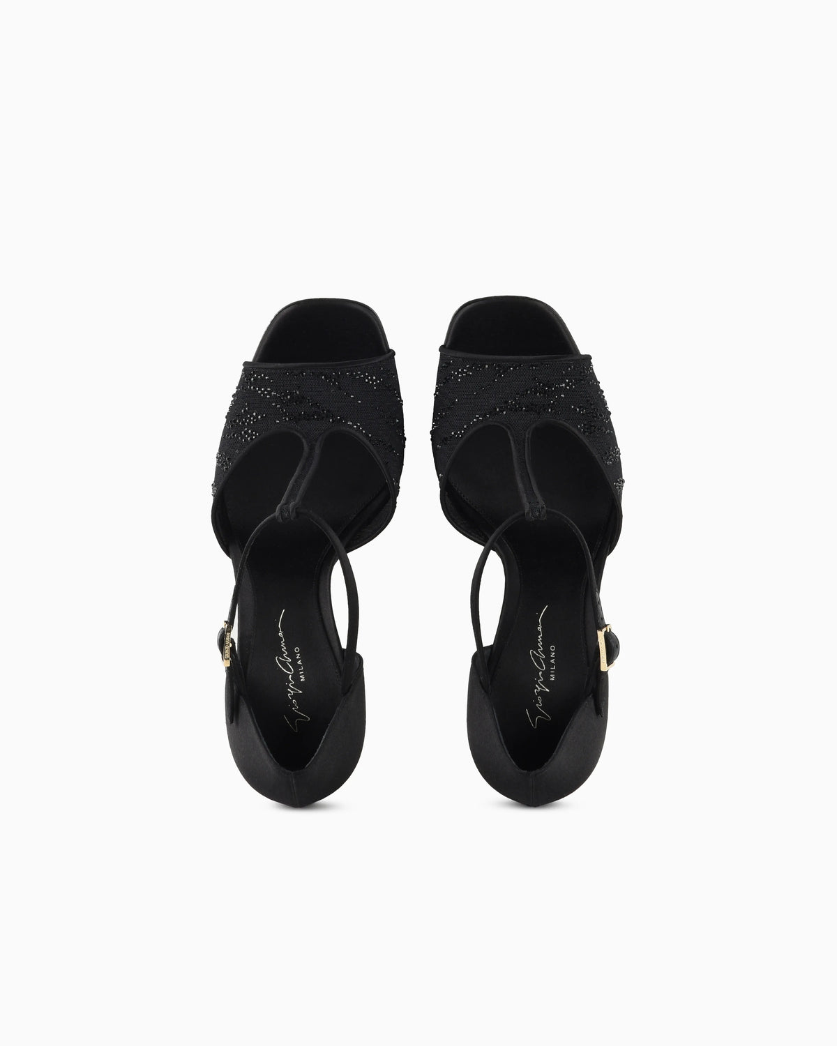 Mesh and rhinestone T-bar sandals