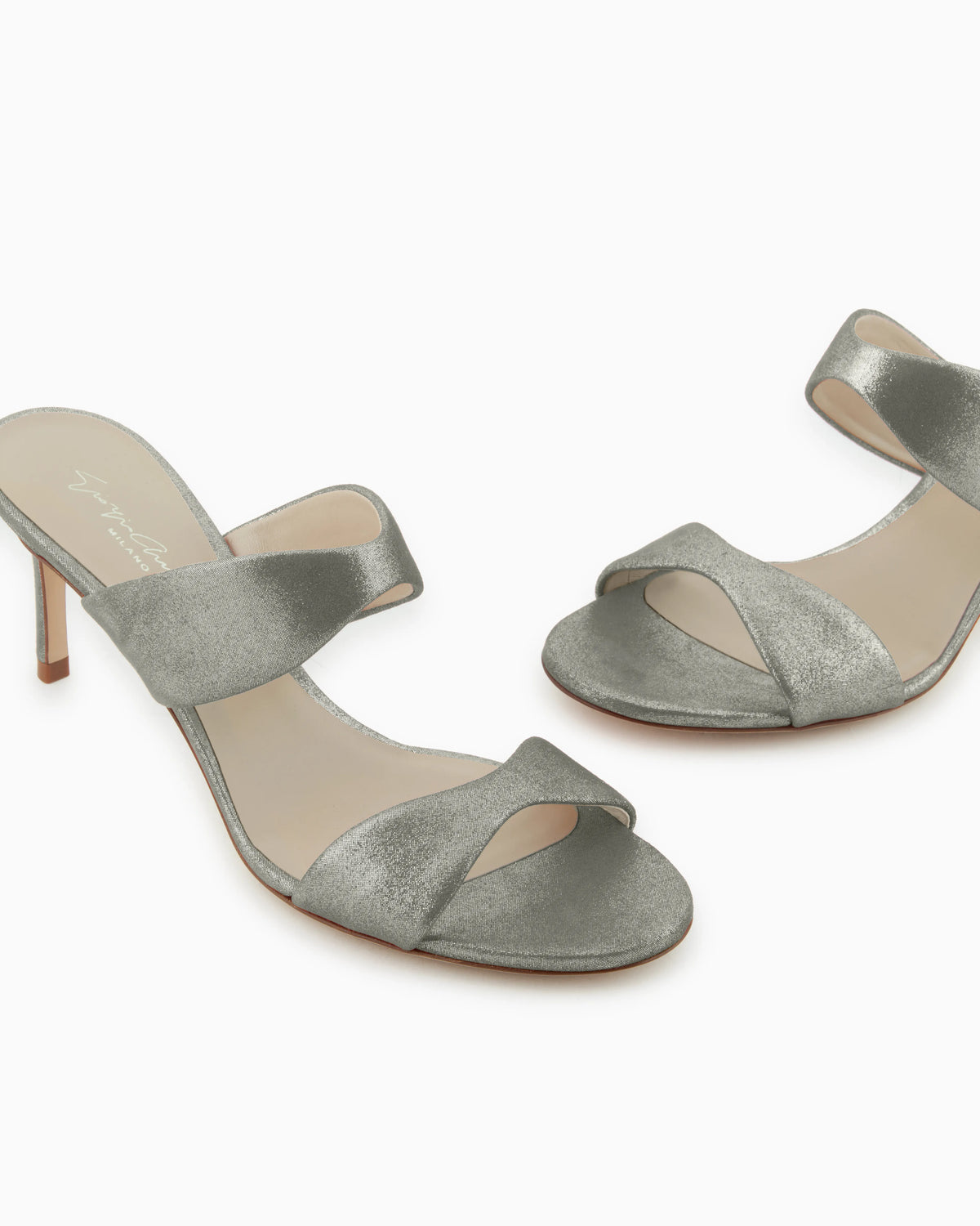 Liquid suede sandals with heel