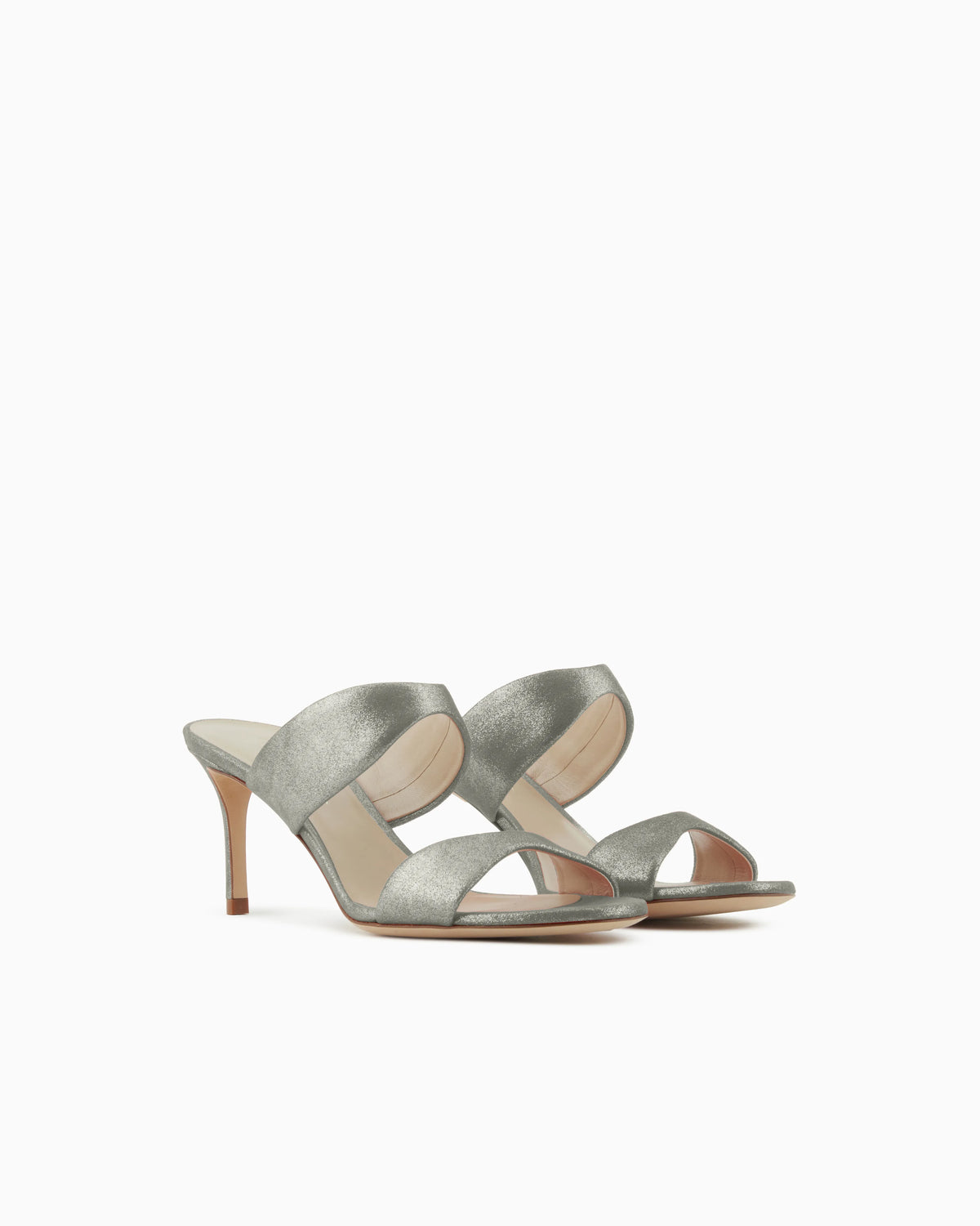 Liquid suede sandals with heel