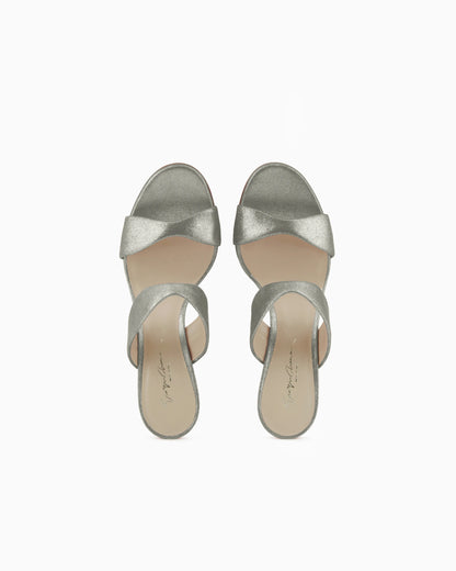 Liquid suede sandals with heel