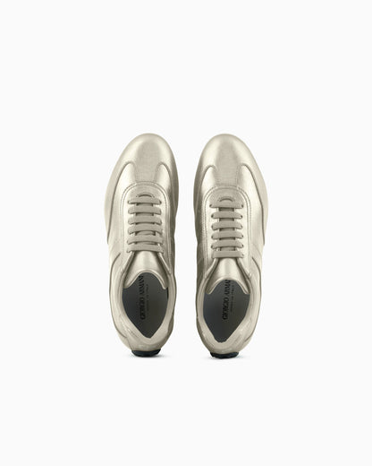 Lamé leather sneakers