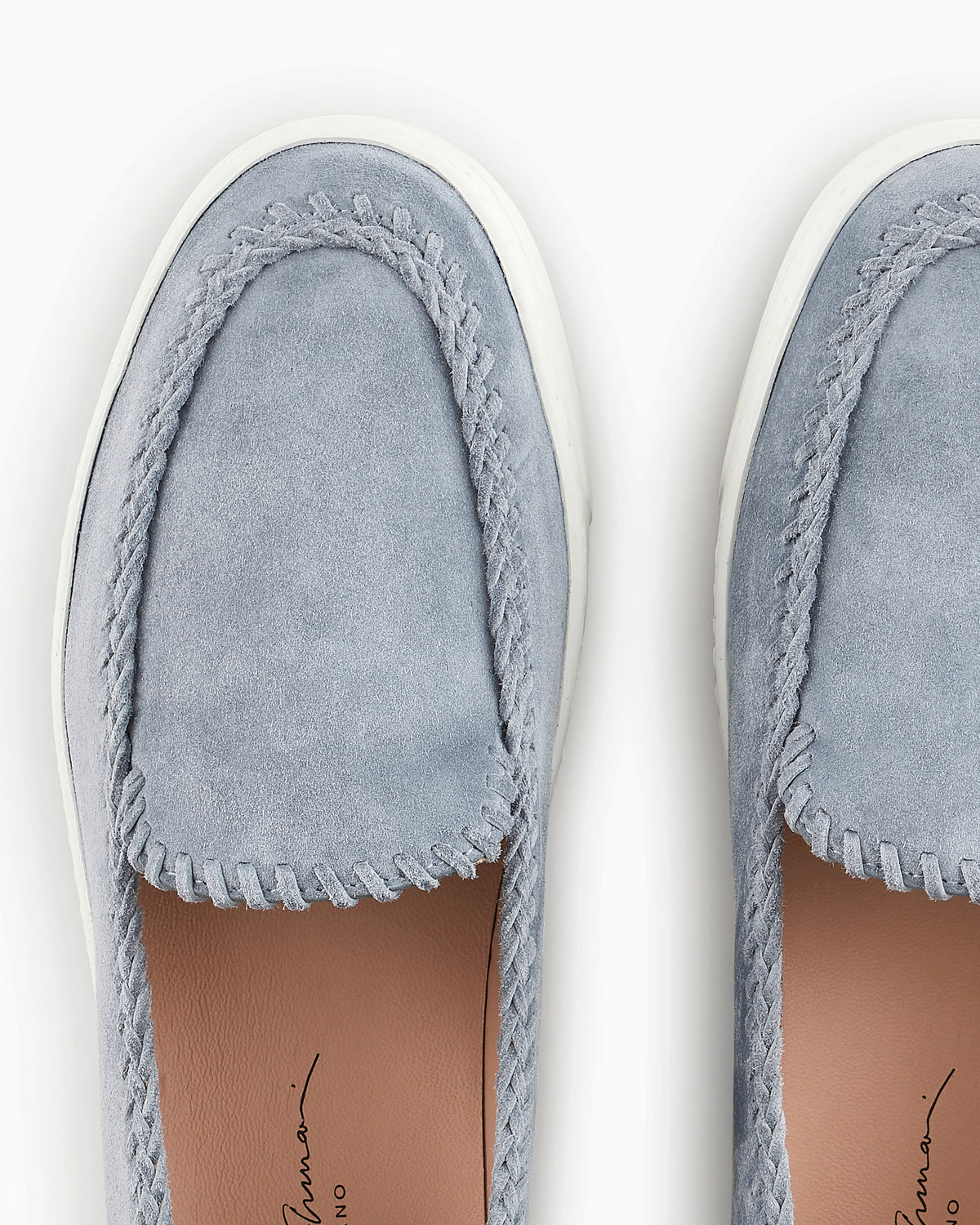 Suede slip-ons with visible stitching