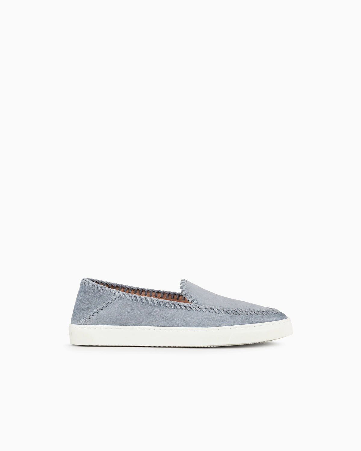 Suede slip-ons with visible stitching