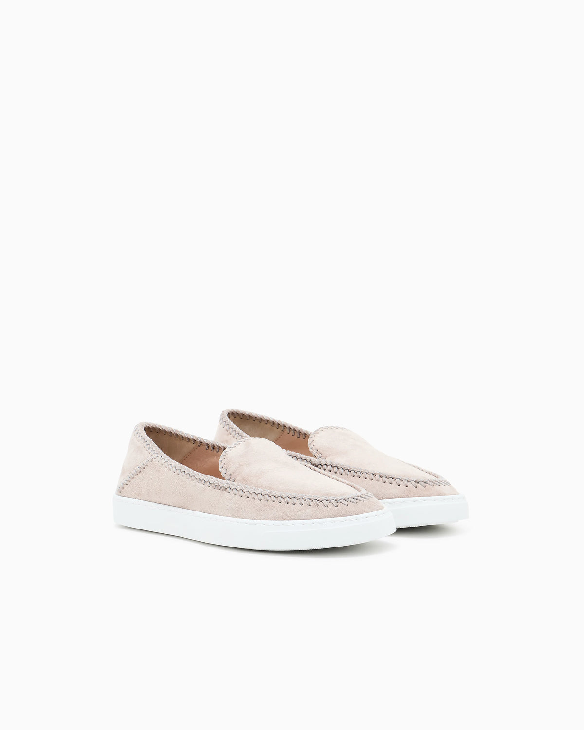 Suede slip-ons with visible stitching