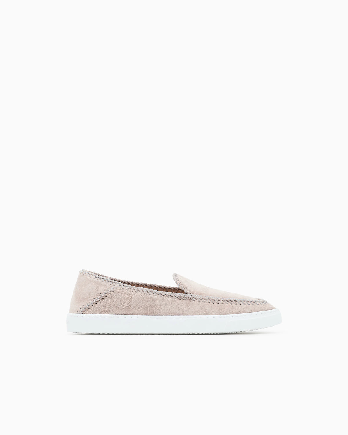 Suede slip-ons with visible stitching