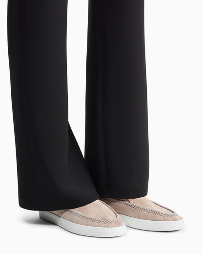 Suede slip-ons with visible stitching