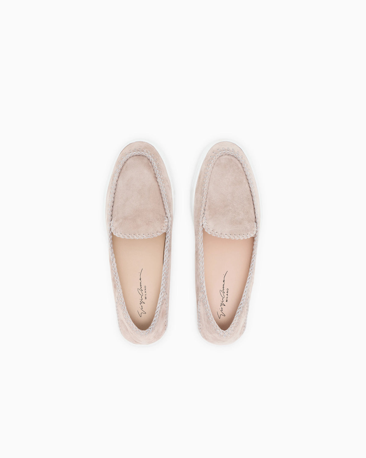 Suede slip-ons with visible stitching