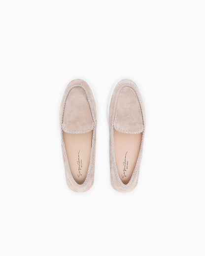 Suede slip-ons with visible stitching