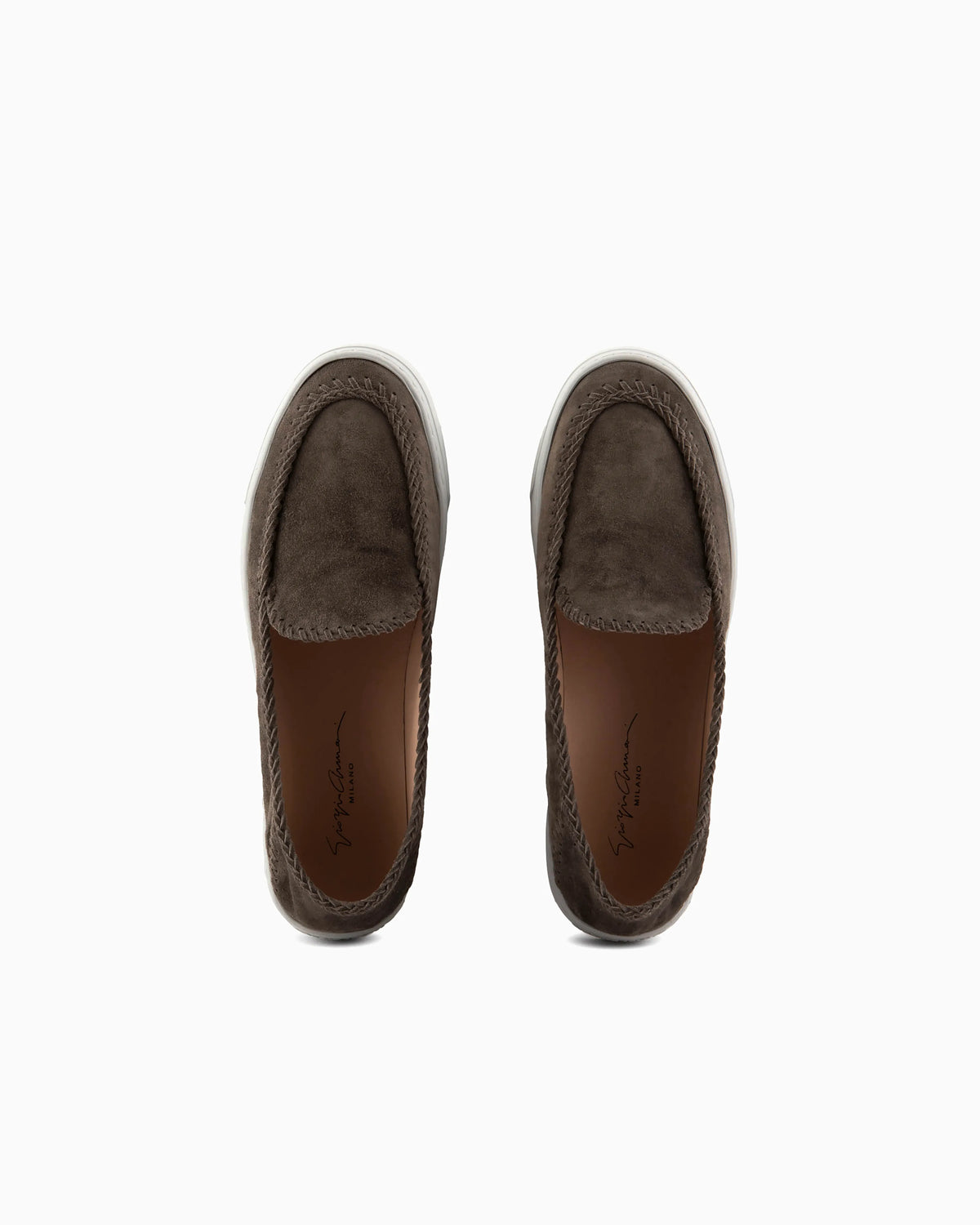 Suede slip-ons with visible stitching