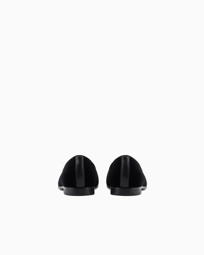 Velvet and rhinestone loafers