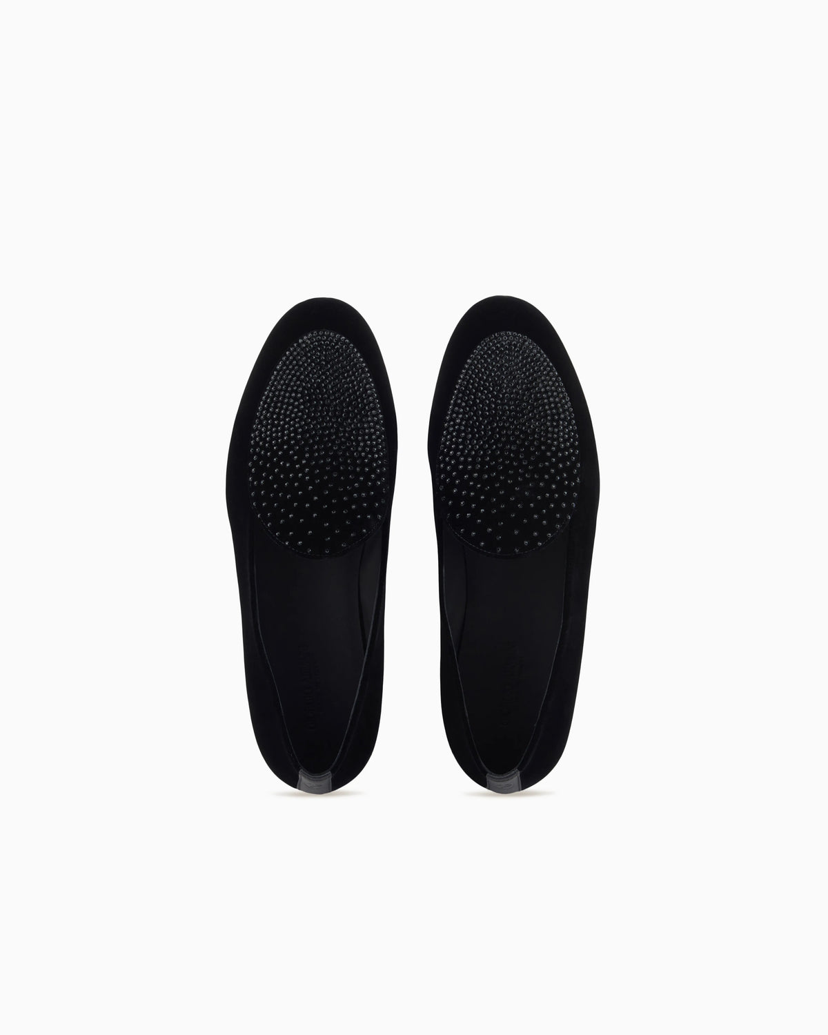 Velvet and rhinestone loafers