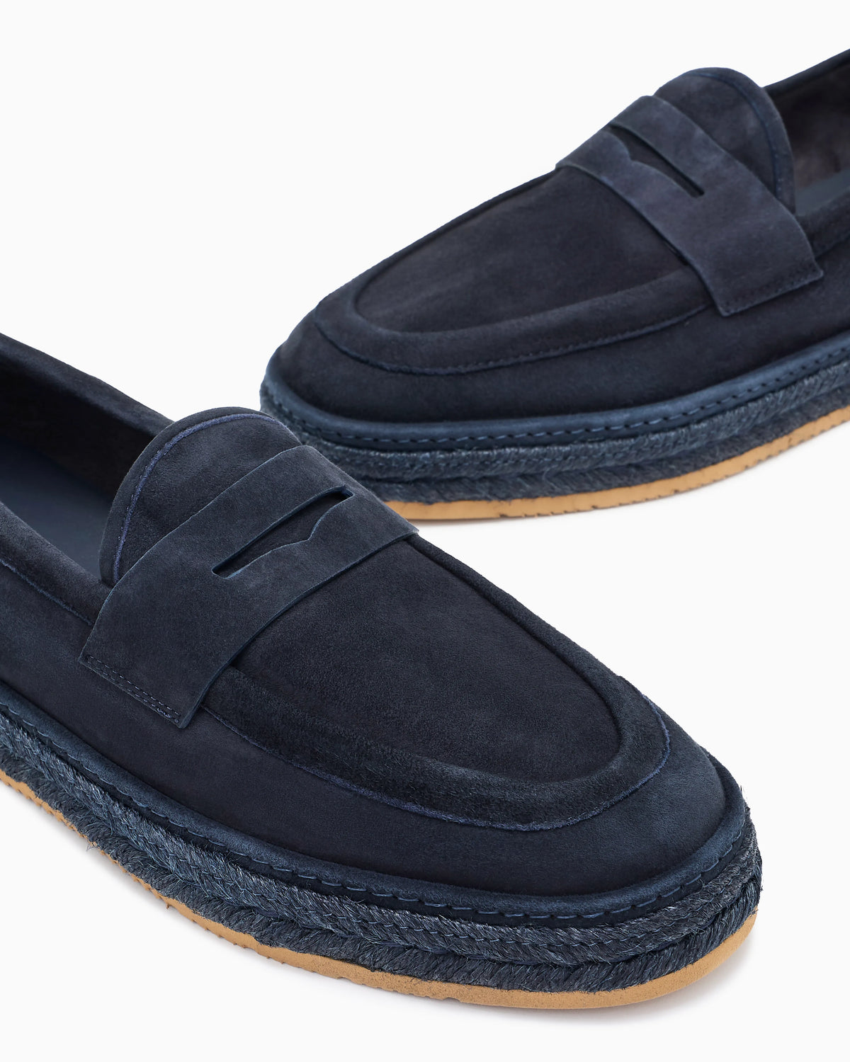 Suede loafers with a rope sole