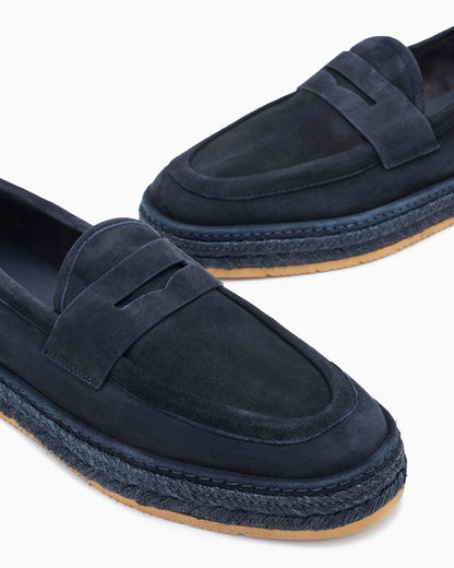 Suede loafers with a rope sole