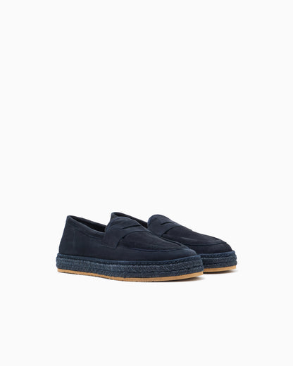 Suede loafers with a rope sole