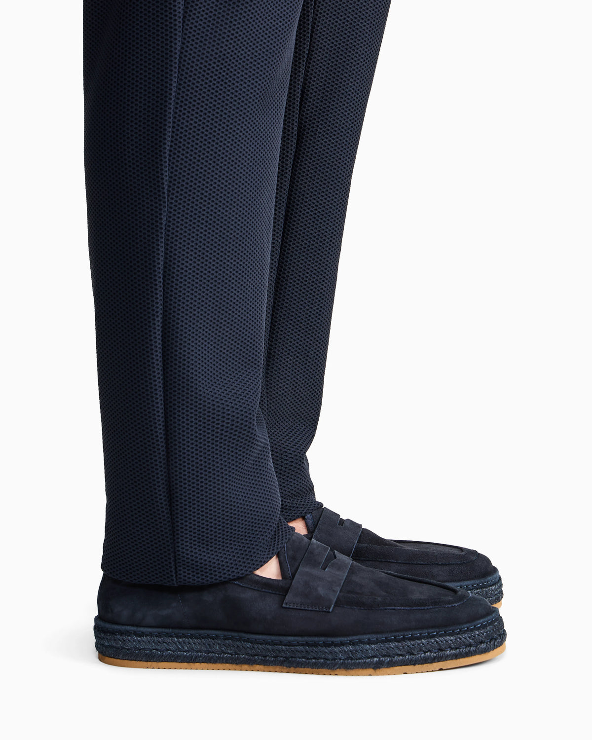 Suede loafers with a rope sole