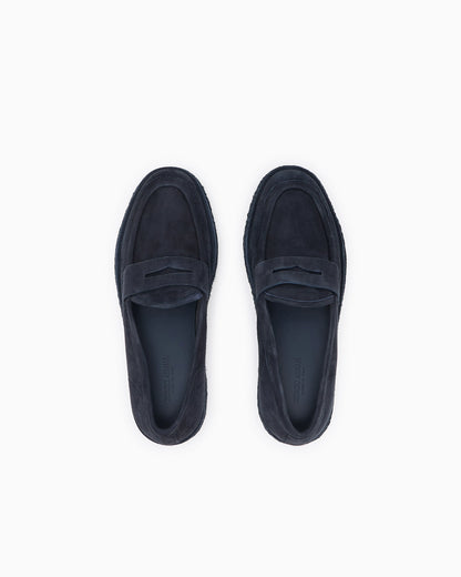 Suede loafers with a rope sole