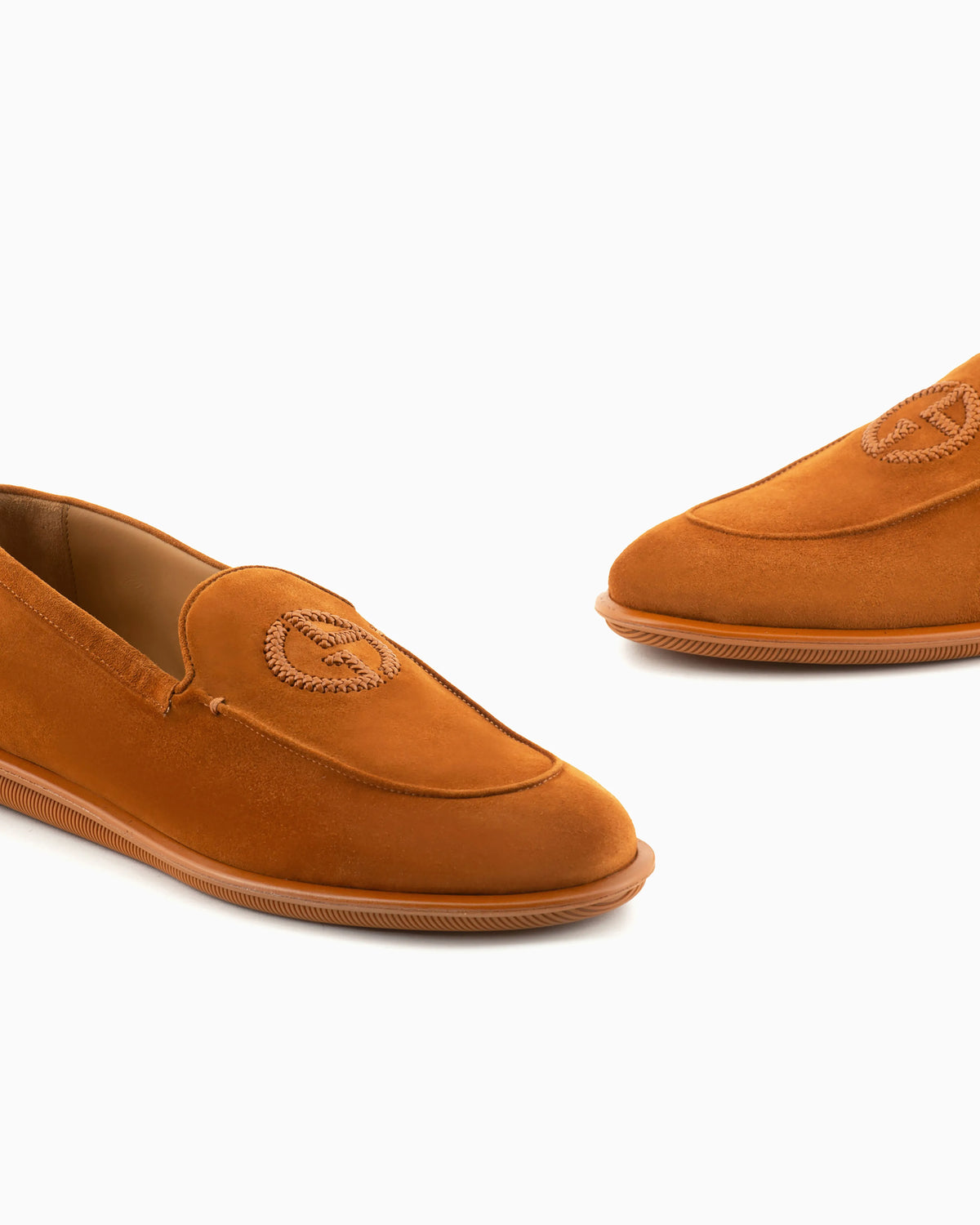 Loafers in suede with embroidered logo