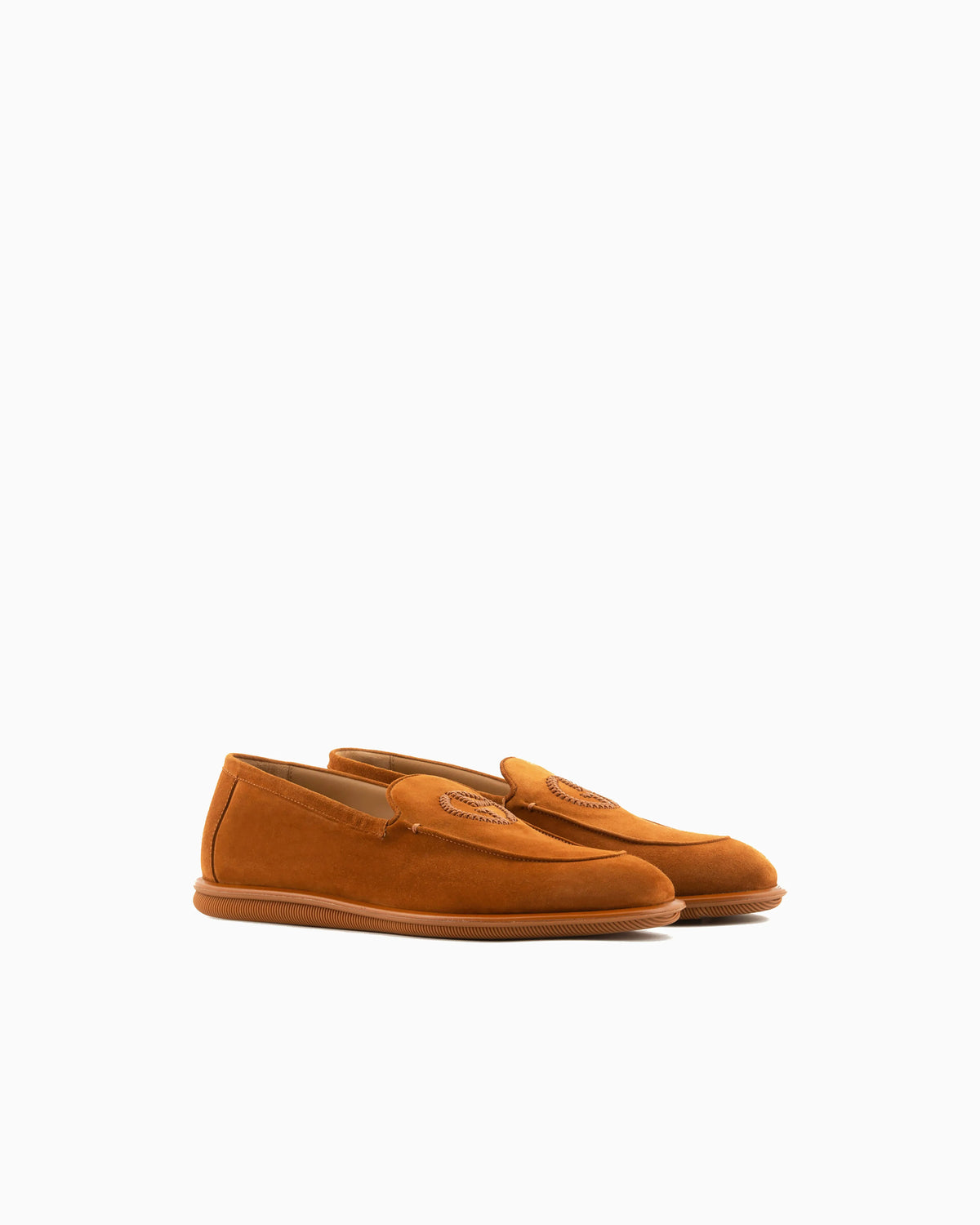 Loafers in suede with embroidered logo