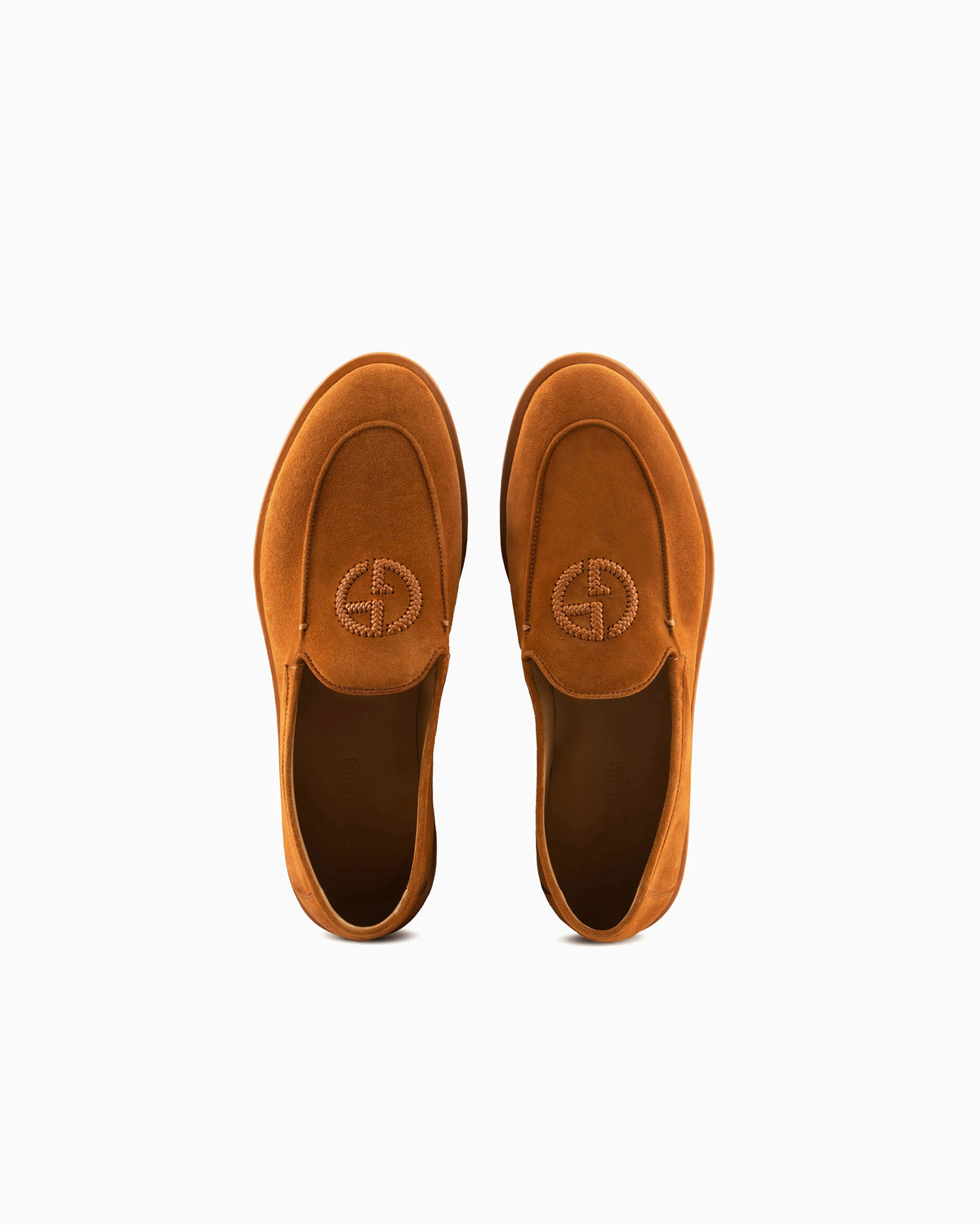 Loafers in suede with embroidered logo