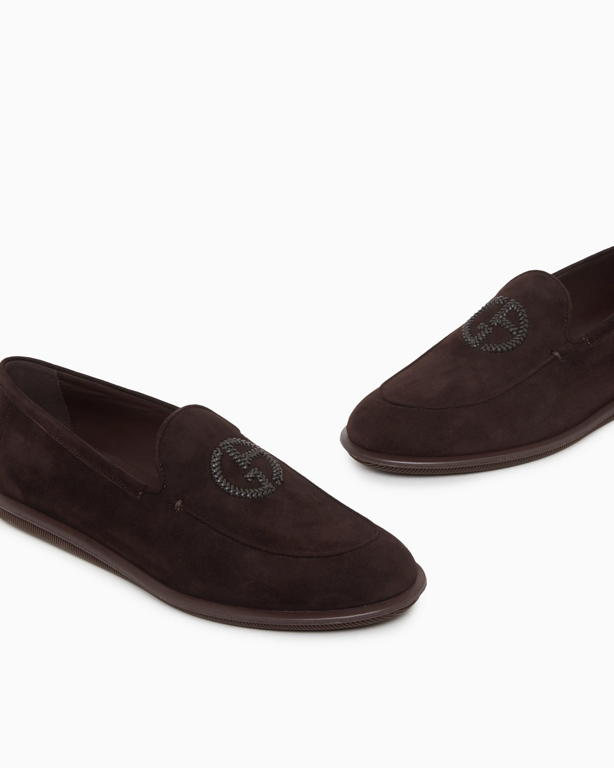 Loafers in suede with embroidered logo