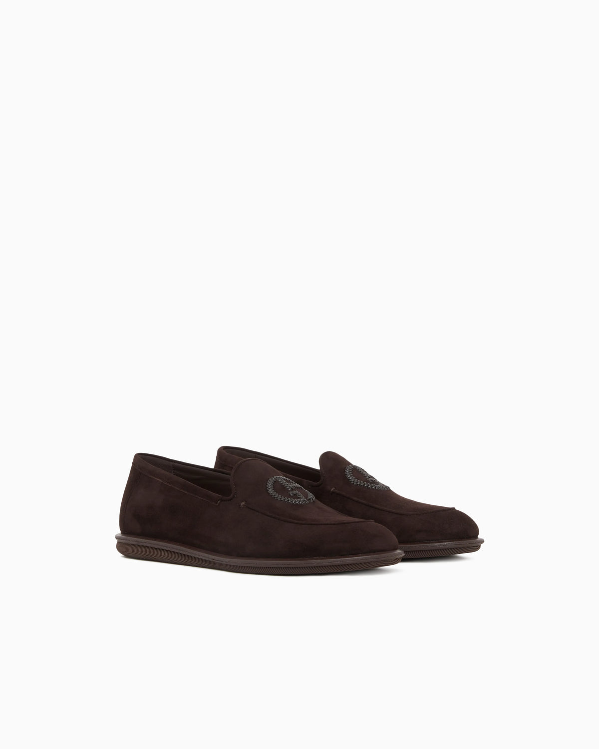 Loafers in suede with embroidered logo