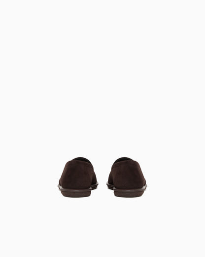 Loafers in suede with embroidered logo