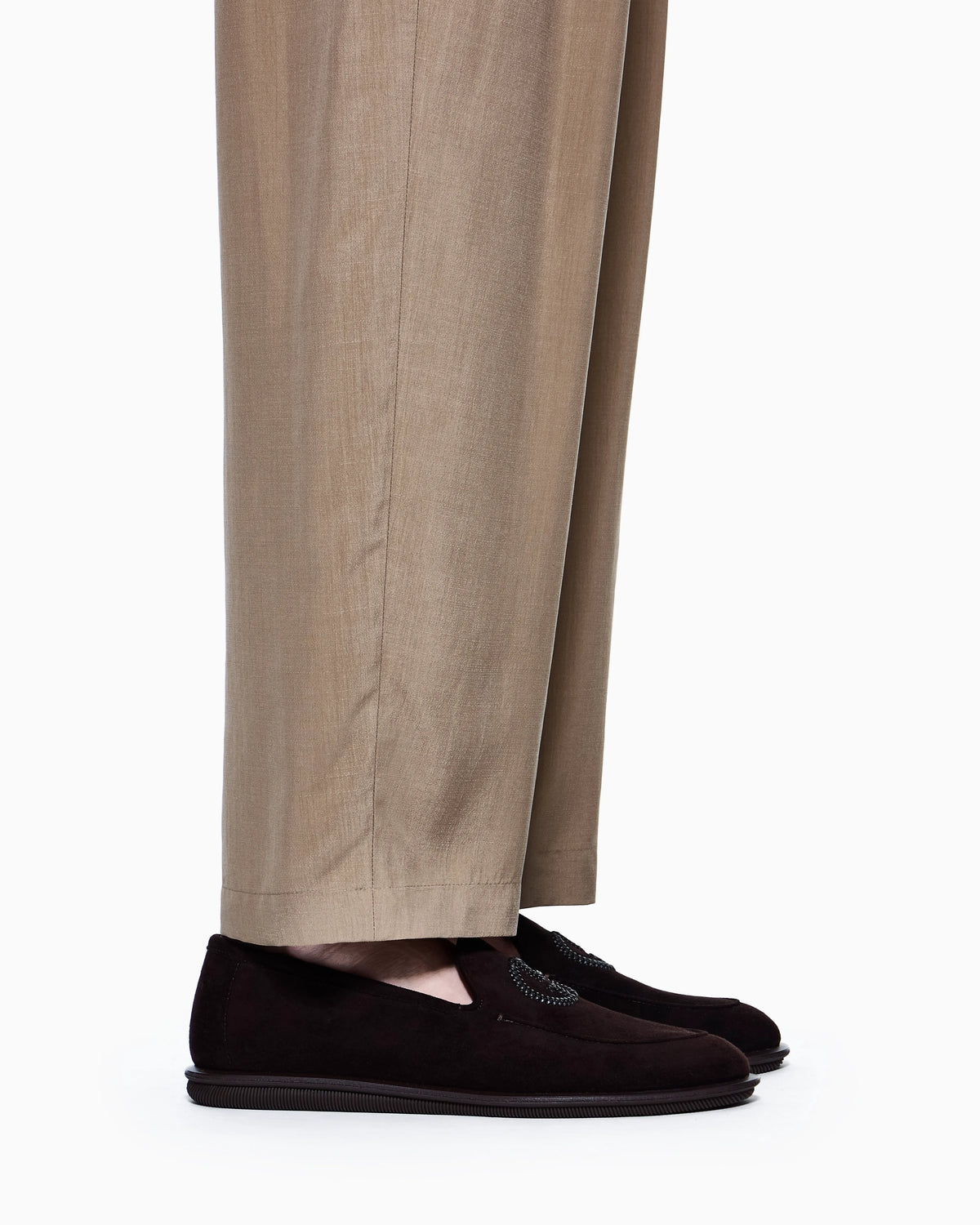 Loafers in suede with embroidered logo