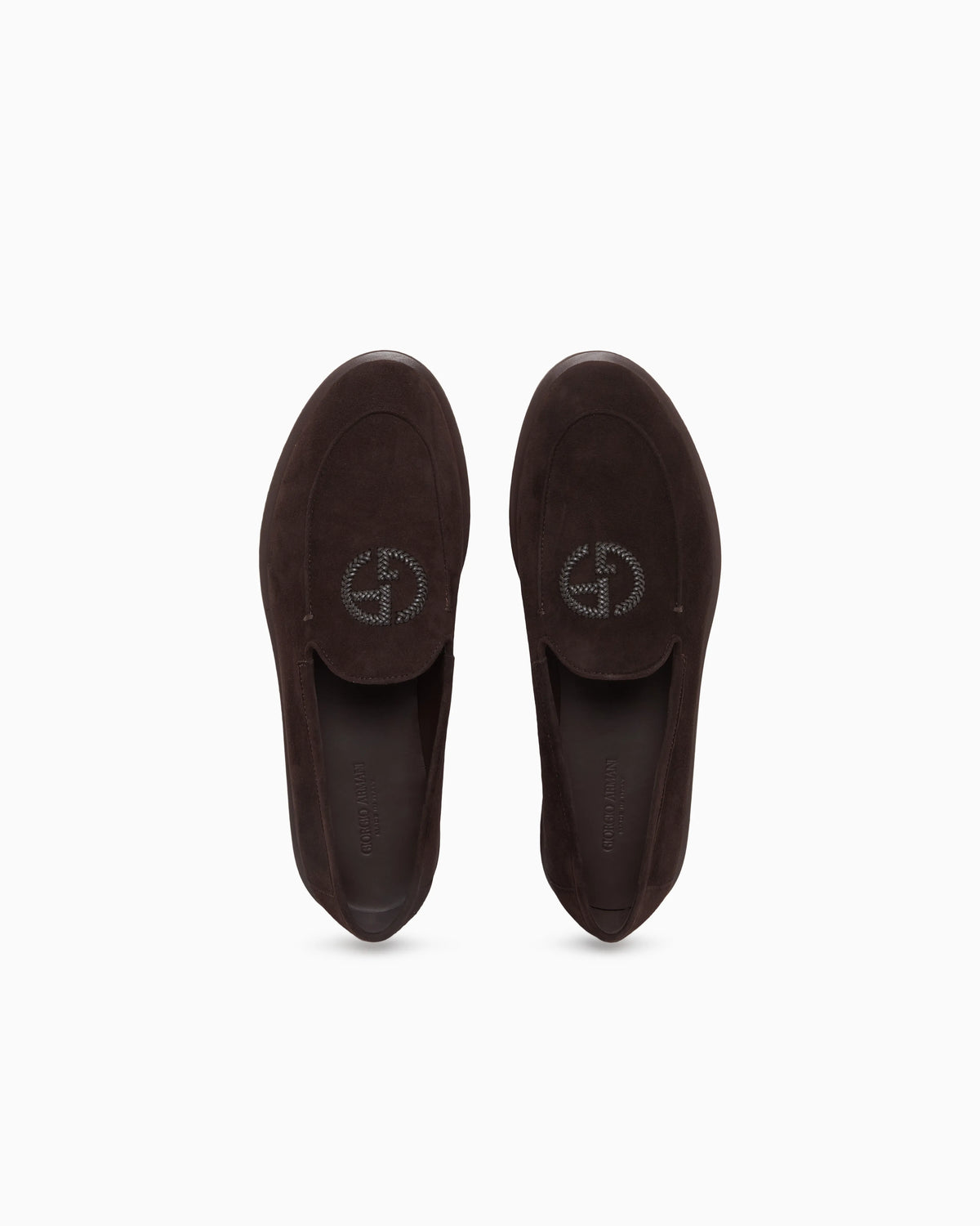 Loafers in suede with embroidered logo