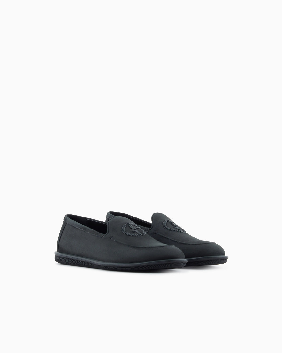 Loafers in suede with embroidered logo