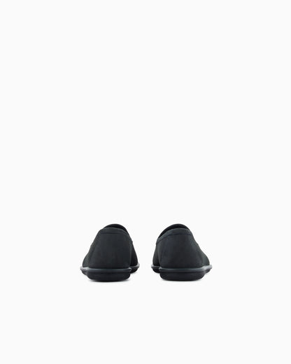 Loafers in suede with embroidered logo