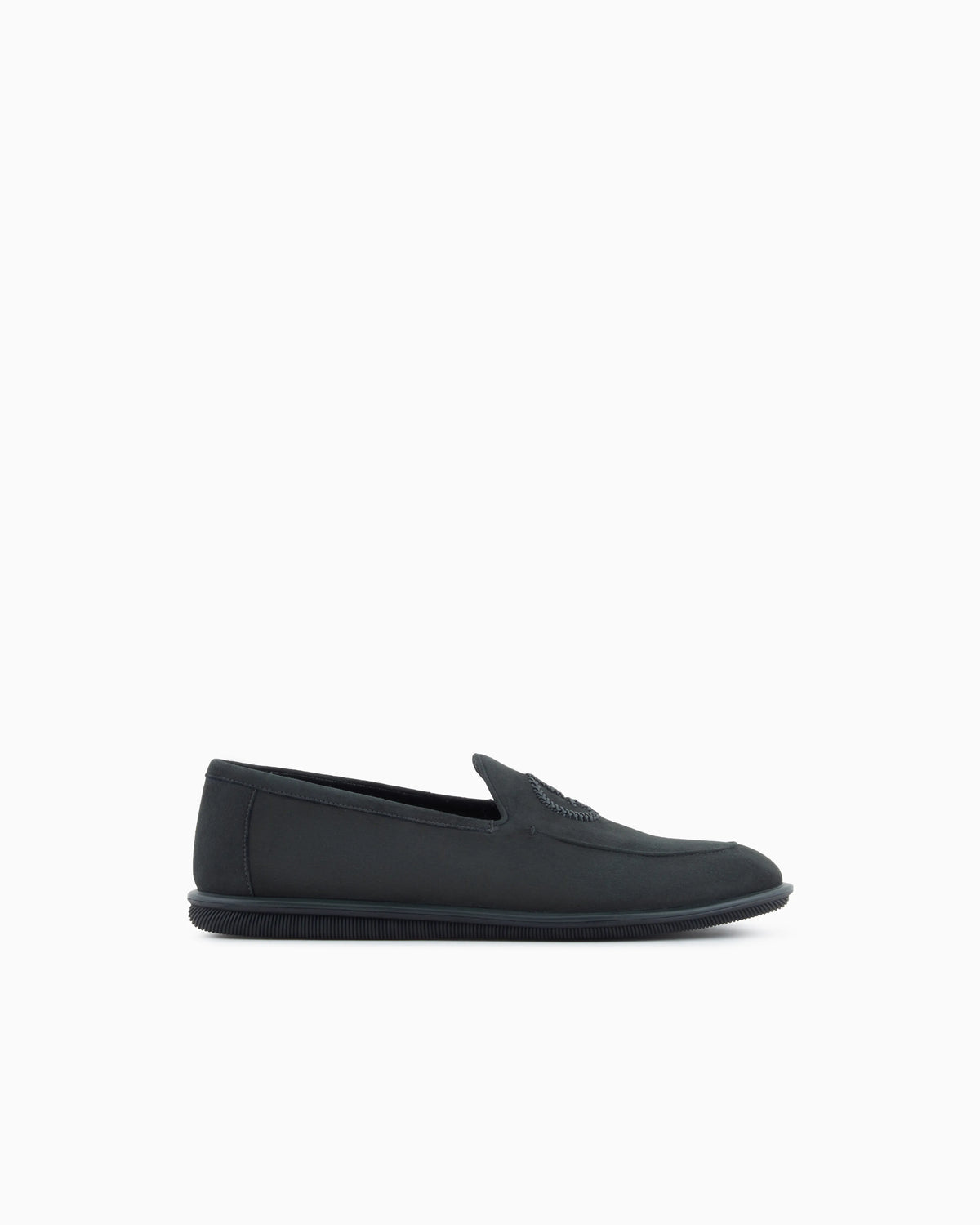 Loafers in suede with embroidered logo