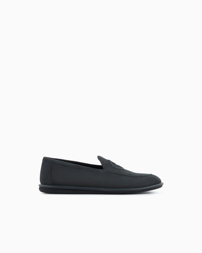 Loafers in suede with embroidered logo