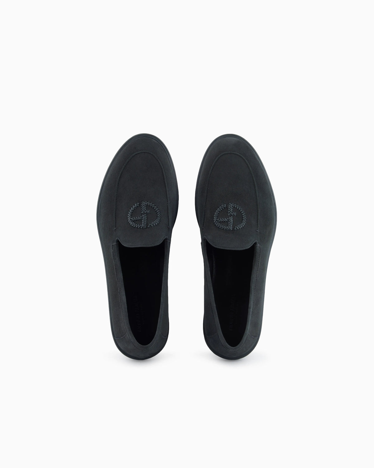 Loafers in suede with embroidered logo