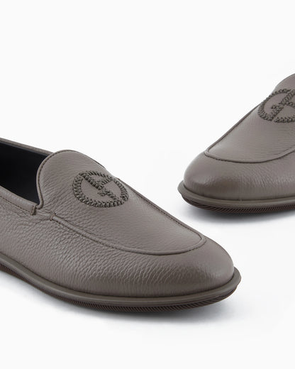 Deerskin loafers with embroidered logo