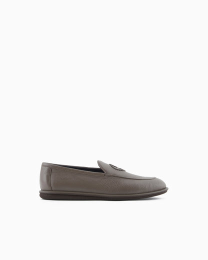Deerskin loafers with embroidered logo
