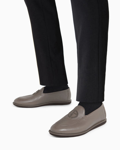 Deerskin loafers with embroidered logo