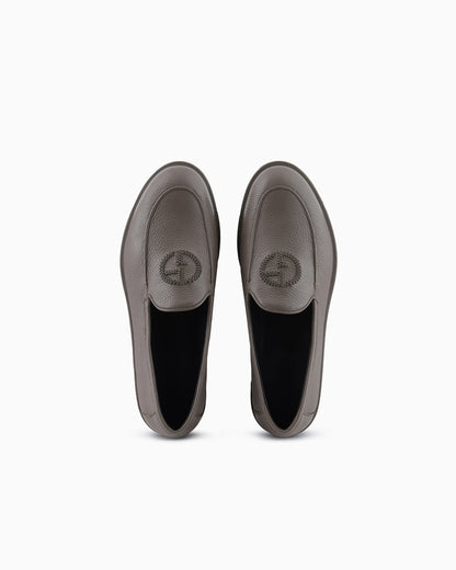 Deerskin loafers with embroidered logo