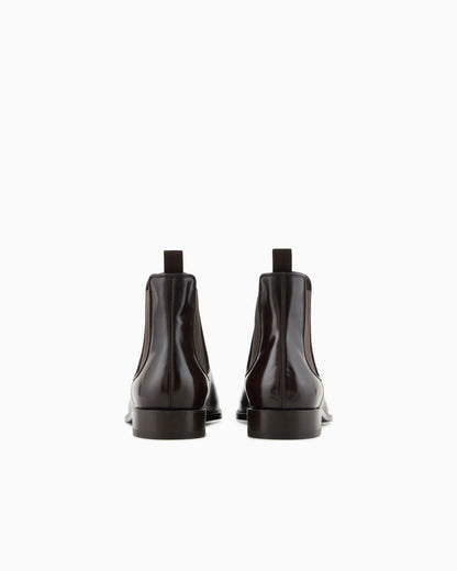 Antique-effect leather ankle boots
