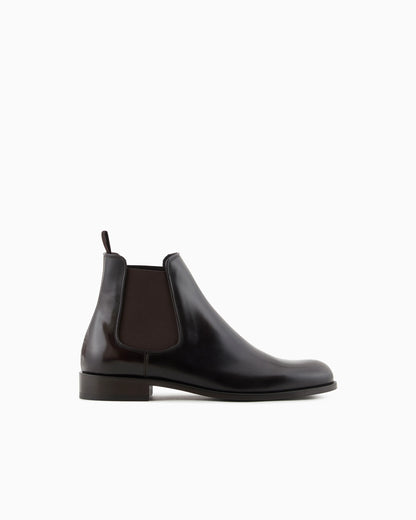 Antique-effect leather ankle boots