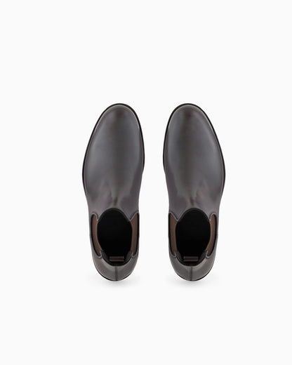 Antique-effect leather ankle boots