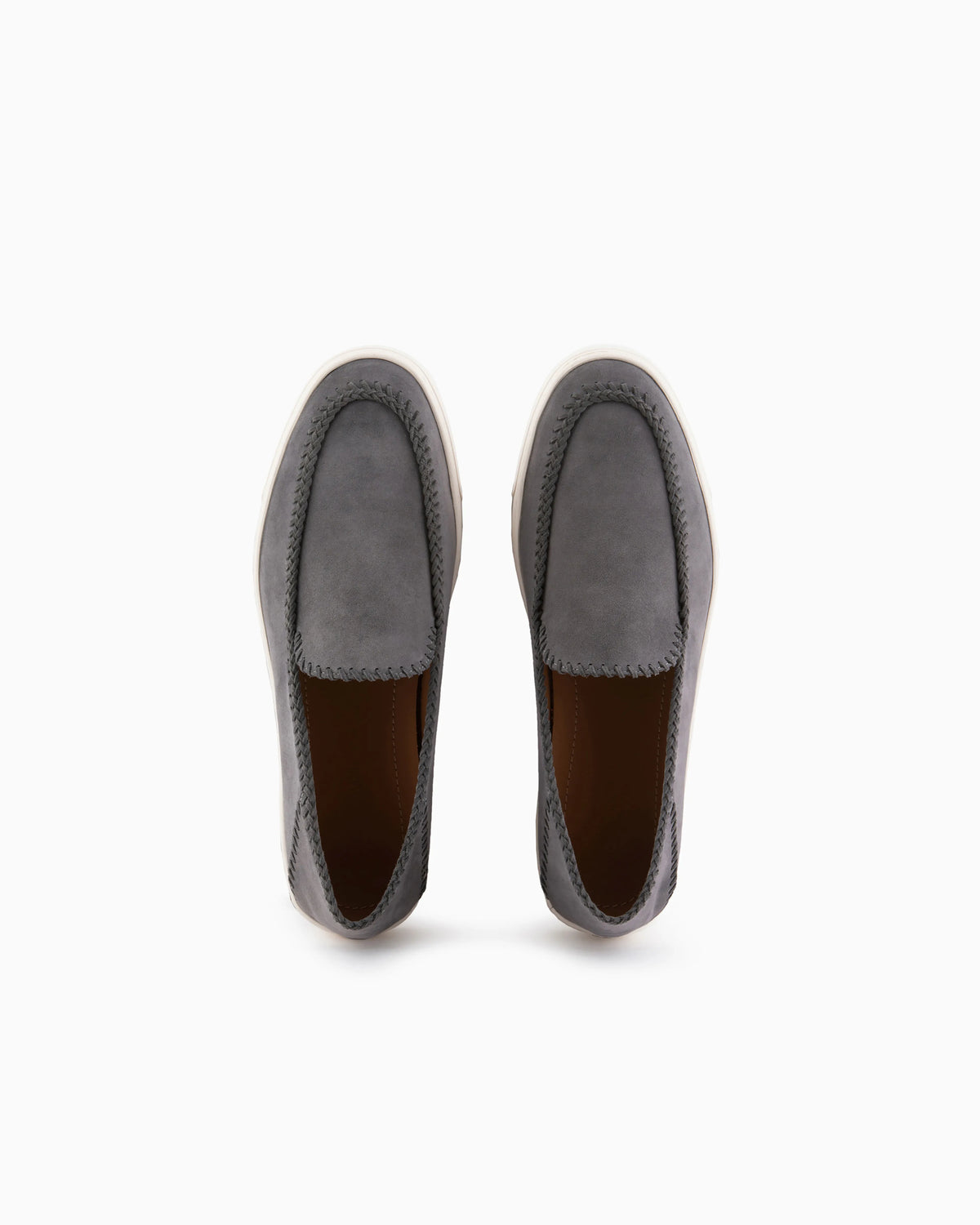 Suede slip on with threading and rubber sole