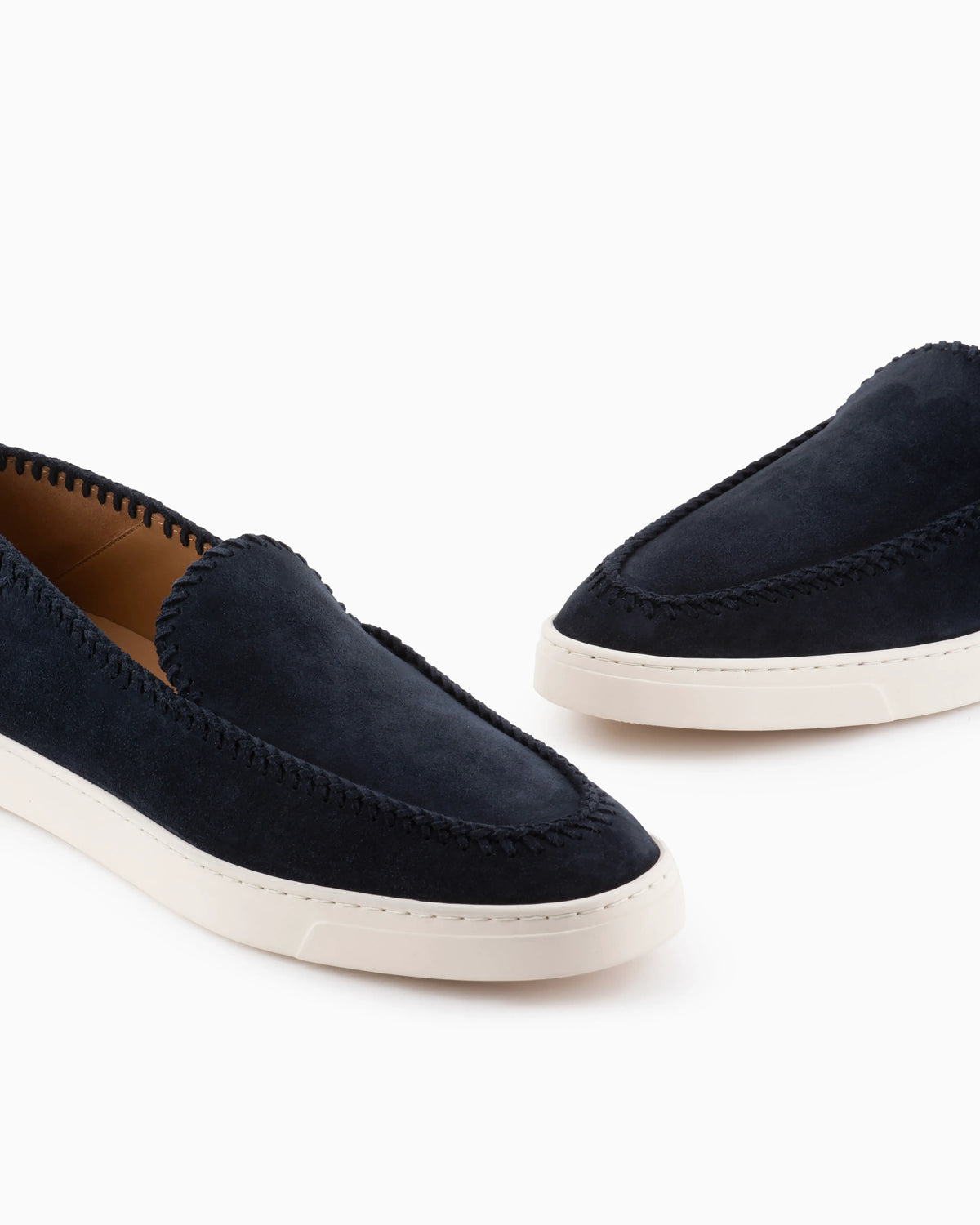 Suede slip on with threading and rubber sole